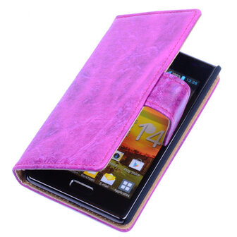 Bestcases Vintage Pink Book Cover Hoesje voor LG Optimus L7 P700