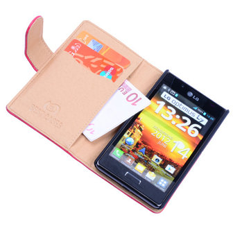 Bestcases Vintage Rood Book Cover Hoesje voor LG Optimus L7 P700