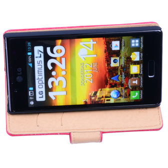 Bestcases Vintage Rood Book Cover Hoesje voor LG Optimus L7 P700