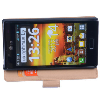 Bestcases Vintage Wit Book Cover Hoesje voor LG Optimus L7 P700