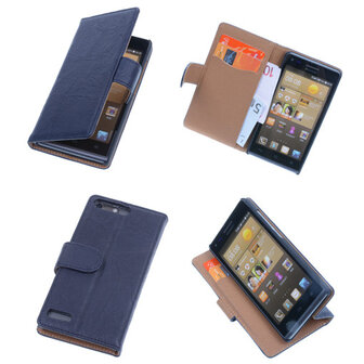 BestCases Navy Blue Luxe Echt Lederen Booktype Hoesje Huawei Ascend G6