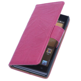 BestCases Fuchsia Luxe Echt Lederen Booktype Hoesje voor Huawei Ascend G6