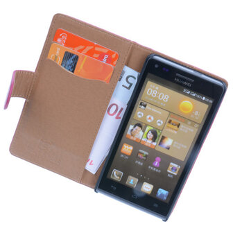 BestCases Fuchsia Luxe Echt Lederen Booktype Hoesje voor Huawei Ascend G6