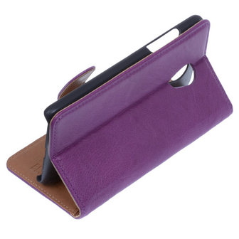 BestCases Lila Luxe Echt Lederen Booktype Hoesje voor HTC Desire 700