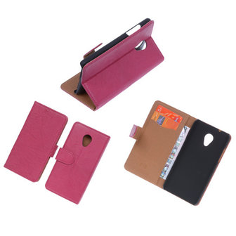 BestCases Fuchsia Luxe Echt Lederen Booktype Hoesje HTC Desire 700