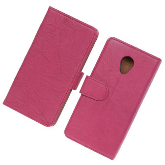 BestCases Fuchsia Luxe Echt Lederen Booktype Hoesje voor HTC Desire 700