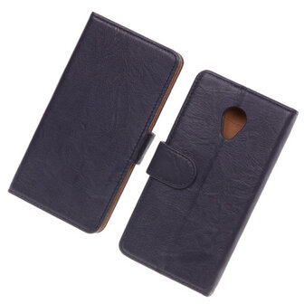 BestCases Navy Blue Luxe Echt Lederen Booktype Hoesje voor HTC Desire 700