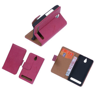 BestCases Fuchsia Luxe Echt Lederen Booktype Hoesje Sony Xperia E1