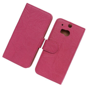 BestCases Fuchsia Luxe Echt Lederen Booktype Hoesje voor HTC One M8