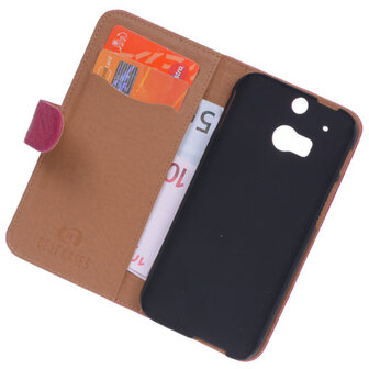 BestCases Fuchsia Luxe Echt Lederen Booktype Hoesje voor HTC One M8