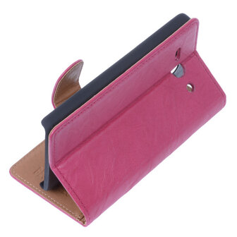 BestCases Fuchsia Luxe Echt Lederen Booktype Hoesje voor Huawei Ascend Y530