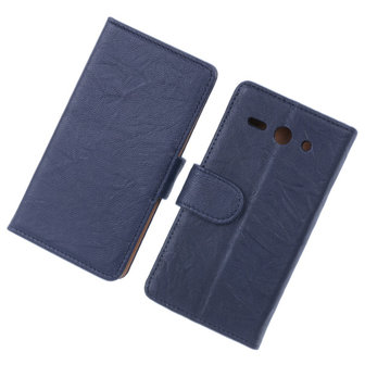 BestCases Navy Blue Echt Lederen Booktype Hoesje voor Huawei Ascend Y530