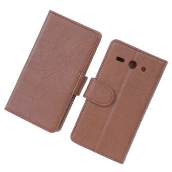 BestCases Bruin Luxe Echt Lederen Booktype Hoesje voor Huawei Ascend Y530