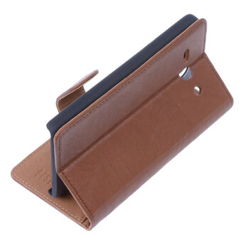 BestCases Bruin Luxe Echt Lederen Booktype Hoesje voor Huawei Ascend Y530