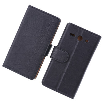 BestCases Zwart Luxe Echt Lederen Booktype Hoesje voor Huawei Ascend Y530