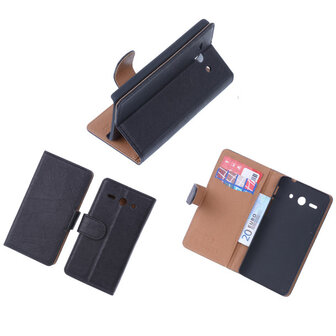 BestCases Zwart Luxe Echt Lederen Booktype Hoesje Huawei Ascend Y530