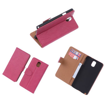 BestCases Fuchsia Echt Leer Booktype Samsung Galaxy Note 3 N9000