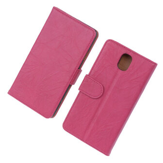 BestCases Fuchsia Echt Leer Booktype Hoesje voor Samsung Galaxy Note 3 N9000