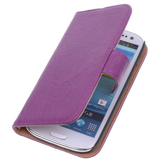 BestCases Lila Echt Leer Booktype Hoesje voor Samsung Galaxy S3 i9300