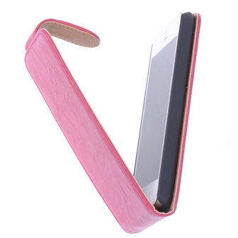 BestCases Fuchsia Kreukelleer Flipcase Hoesje voor Apple iPhone 5C