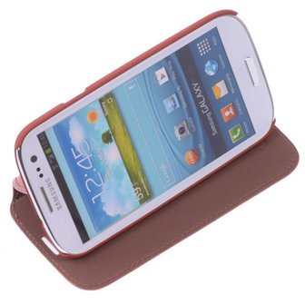 Bestcases Bruin Map Case Book Cover Hoesje voor Samsung Galaxy S3