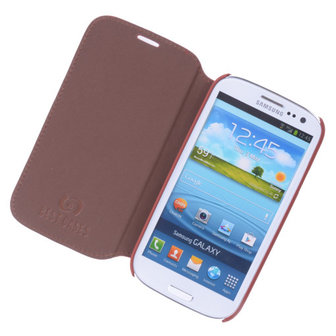 Bestcases Bruin Map Case Book Cover Hoesje voor Samsung Galaxy S3
