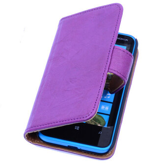 BestCases Lila Luxe Echt Lederen Book Wallet Hoesje Nokia Lumia 625