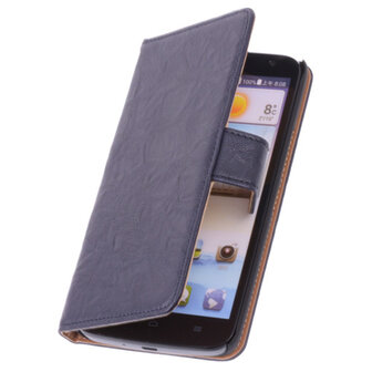 BestCases Stand Nevy Blue Luxe Echt Lederen Book Wallet Hoesje Huawei Ascend Y32