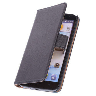 BestCases Stand Zwart Luxe Echt Lederen Book Wallet Hoesje Huawei Ascend Y320