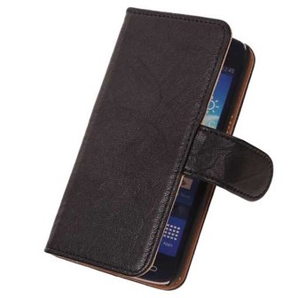 BestCases Stand Zwart Luxe Echt Lederen Book Samsung Galaxy Fame S6810