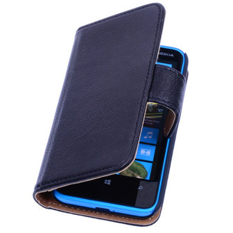 BestCases Stand Zwart Luxe Echt Lederen Book Wallet Hoesje Nokia Lumia 900