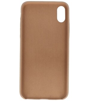 Leder Design Back cover voor iPhone Xs Max Beige