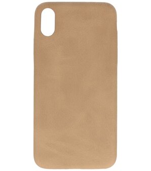 Leder Design Back cover voor iPhone Xs Max Beige