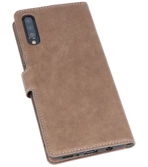 Luxe Portemonnee Hoesje voor Samsung Galaxy A70 Grijs