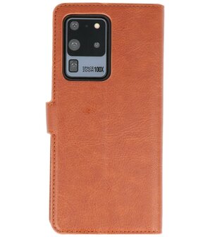 Luxe Portemonnee Hoesje voor Samsung Galaxy S20 Ultra Bruin