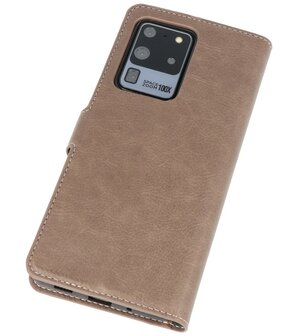 Luxe Portemonnee Hoesje voor Samsung Galaxy S20 Ultra Grijs