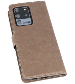 Luxe Portemonnee Hoesje voor Samsung Galaxy S20 Ultra Grijs