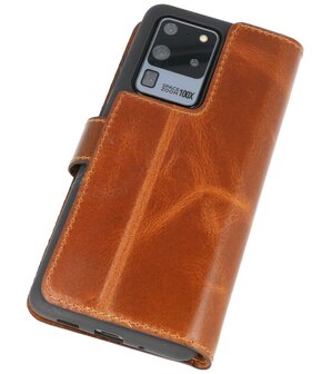 Bestcases Handmade Leer Bookstyle Hoesje voor Samsung Galaxy S20 Ultra Bruin