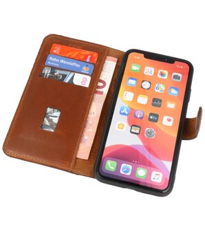 Bestcases Handmade Leer Bookstyle Hoesje voor iPhone Xs Max Bruin