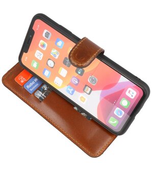 Bestcases Handmade Leer Bookstyle Hoesje voor iPhone Xs Max Bruin