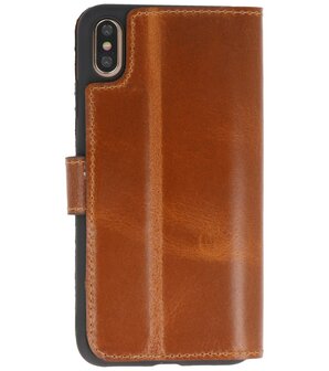 Bestcases Handmade Leer Bookstyle Hoesje voor iPhone Xs Max Bruin