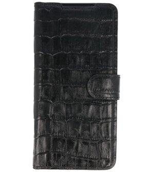 Bestcases Krokodil Handmade Leer Bookstyle Hoesje voor Samsung Galaxy S20 Ultra Zwart
