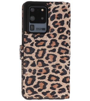 Bestcases Luipaard 2 in 1 Leer Bookstyle Hoesje voor Samsung Galaxy S20 Ultra