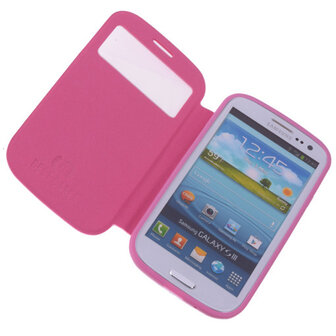 View Cover Pink Samsung Galaxy S3 Stand Case TPU Book-style