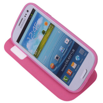 View Cover Pink Samsung Galaxy S3 Stand Case TPU Book-style