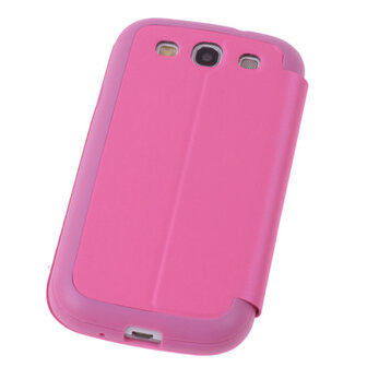 View Cover Pink Samsung Galaxy S3 Stand Case TPU Book-style