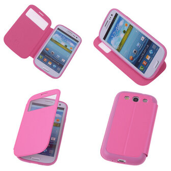 View Cover Pink Samsung Galaxy S3 Stand Case TPU Book-style
