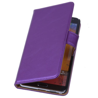 PU Leder Lila Hoesje Samsung Galaxy Note 3 Book/Wallet Case/Cover 