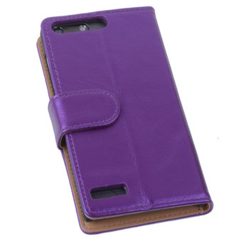 PU Leder Hoesje Huawei Ascend G6 Book/Wallet Case/Cover Lila 