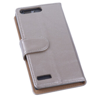 PU Leder Hoesje Huawei Ascend G6 Book/Wallet Case/Cover Goud 